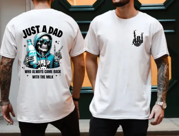 7.webp Just A Dad Who Always Came Back With The Milk T-Shirt – Funny Dad Gift – Unique Father's Day Shirt