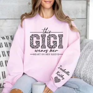 7-7.jpeg Custom Gigi Sweatshirt, Custom Grandma Gift, This Gigi Wears Her Heart On Her Sleeve Sweater, With Kids' Names On Sleeve, Gigi Gift on Mother's Day
