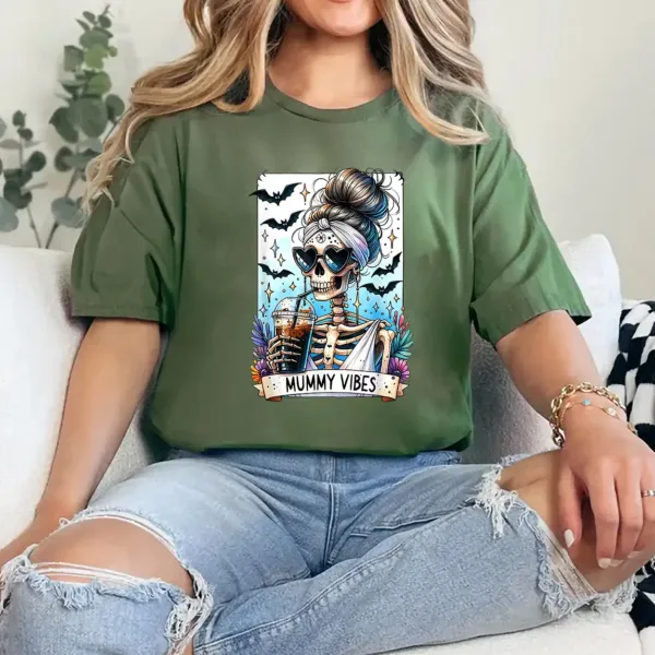 Tarot Card Mummy Vibes Spooky Season Skeleton Mom Halloween T-Shirt  - Unisex, Gift for Halloween Day,  Gift for Mama