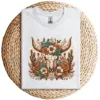 8-1-3.webp Western Boho Cow Bull Skull T-Shirt – Wild West Floral Graphic Tee – Country Style Vintage Shirt – Rodeo Cowgirl Southwestern Design