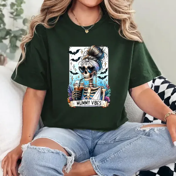 Tarot Card Mummy Vibes Spooky Season Skeleton Mom Halloween T-Shirt  - Unisex, Gift for Halloween Day,  Gift for Mama