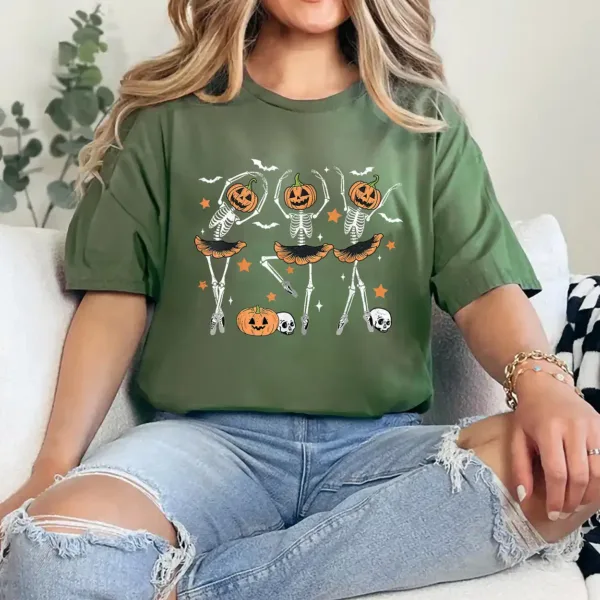 Ballet Pumpkin Skeleton Scary Halloween Men Women Boys Girl T-Shirt - Unisex, Gift for Halloween Day,  Gift for Mama