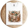 8-2-3.webp Western Boho Cow Bull Skull T-Shirt – Wild West Floral Graphic Tee – Country Style Vintage Shirt – Rodeo Cowgirl Southwestern Design