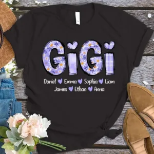 8-2.jpeg Custom Gigi Shirt with Grandkids Names - Personalized Grandma T-Shirt - Mother's Day Gift for Gigi, Nana, or Mimi