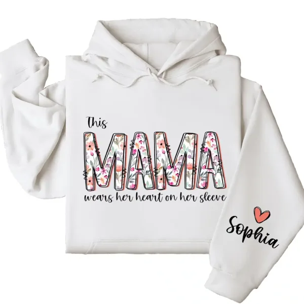 8-2-6.webp This Mama Wears Her Heart On Her Sleeve Hoodie – Personalized Mom Hoodie with Kids’ Names, Mother's Day Gift