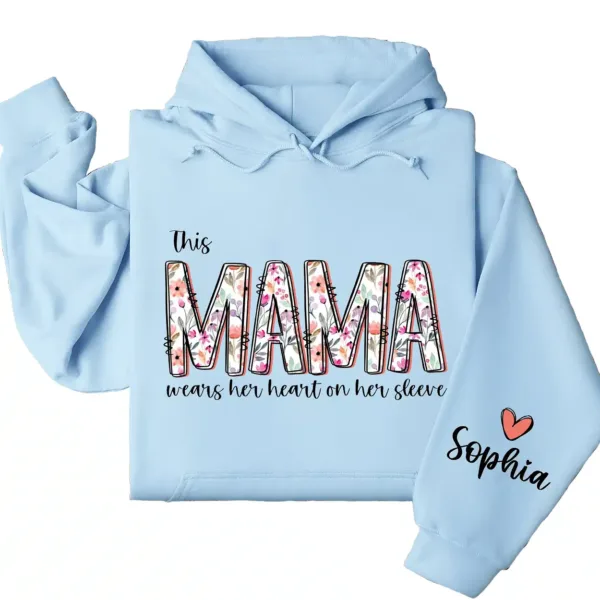 8-3-6.webp This Mama Wears Her Heart On Her Sleeve Hoodie – Personalized Mom Hoodie with Kids’ Names, Mother's Day Gift