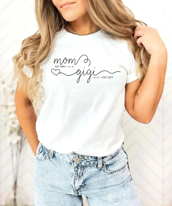 8-5-scaled-1.jpeg Mom Est Gigi Est Custom Shirt - Pregnancy Announcement Gift - Gigi T-Shirt - New Grandma Shirt - Pregnancy Reveal Gift for Mother's Day