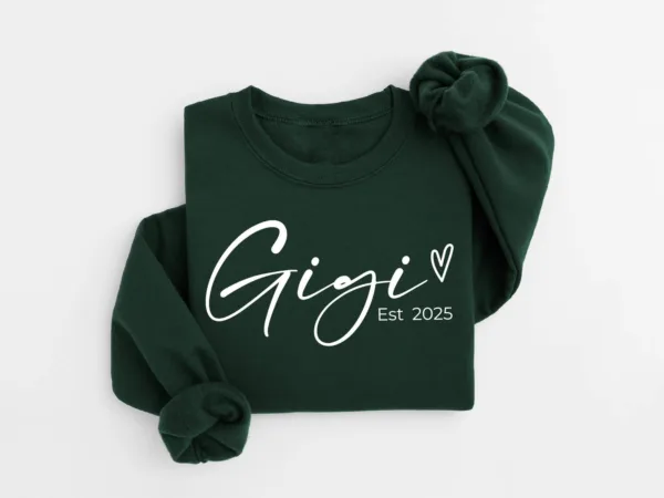 8-7.jpeg Personalized Gigi Est Sweatshirt, Mother's Day Gift, Grandma Sweatshirt, Gift for Grandmother, Nana Sweatshirt, Grammy Mimi Nonny Sweatshirt