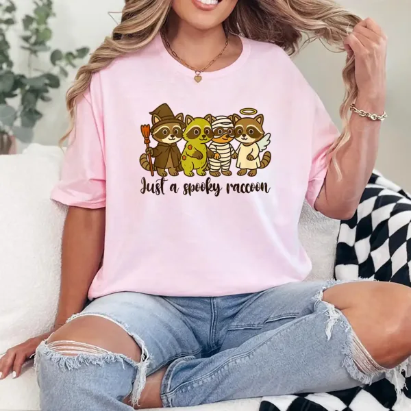 9-1-1-1.webp Halloween Vibes Racoon Spooky Mama Just A Spooky Racoon T-Shirt - Unisex, Gift for Halloween Day, Gift for Mama