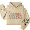 This Mama Wears Her Heart on Her Sleeve Hoodie – Custom Kids Names Hoodie for Mom