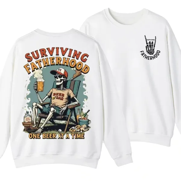 9-2-4.webp Surviving Fatherhood One Beer at a Time Sweatshirt, Funny Father's Day Shirt, Happy Father’s Day Gift, Model Sweater