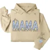 This Mama Wears Her Heart on Her Sleeve Hoodie – Custom Hoodie with Kids’ Names, Personalized Mother’s Day Gift for Mama
