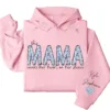 This Mama Wears Her Heart on Her Sleeve Hoodie – Custom Hoodie with Kids’ Names, Personalized Mother’s Day Gift for Mama