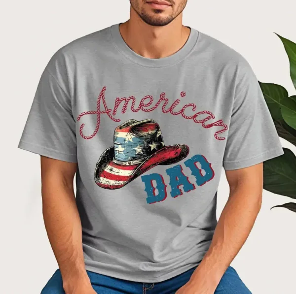 American Dad Shirt ? Patriotic Cowboy Hat USA Flag T-Shirt