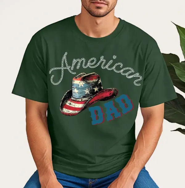 American Dad Shirt ? Patriotic Cowboy Hat USA Flag T-Shirt