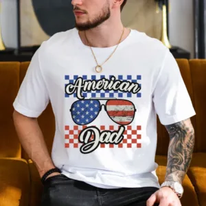 American-Dad-shirt-2.webp American Dad Tee, Father's Day Gift, 4th Of July Matching Shirt, American T-Shirt, Men 4th of July Shirt, Checkered Dad
