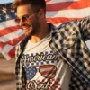 American-Dad-shirt-3.webp American Dad Tee, Father's Day Gift, 4th Of July Matching Shirt, American T-Shirt, Men 4th of July Shirt, Checkered Dad
