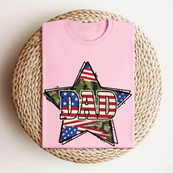 American Flag Dad Tee, Star Dad T-Shirt, USA Flag Tshirt, USA Dad Shirt for 4of July, Independent Day, Father's Day, Big America