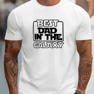 BEST-DAD-IN-THE-GALAXY-1.webp Best Dad In The Galaxy Printed, Men's Short Sleeved T-shirts, Fashion Comfortable Casual Tops For Summer & Spring Daily Wear