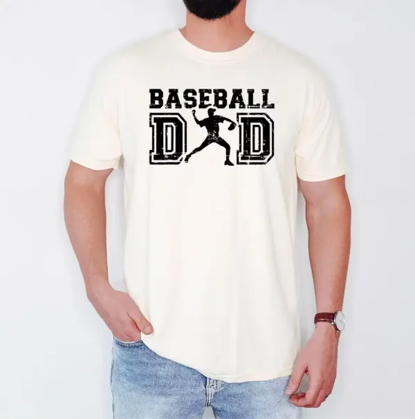 Baseball Dad Shirt with Pitcher Silhouette ? Vintage Sports Tee for Fathers
