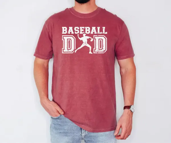 Baseball Dad Shirt with Pitcher Silhouette ? Vintage Sports Tee for Fathers