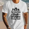 Best.-Papa.-Ever.-German-Quote-Mens-2.webp Best Papa Ever German Quote Men's T-Shirt - Casual Polyester Short Sleeve Crew Neck, Summer Top with Hat & Mustache Illustration, Machine Washable