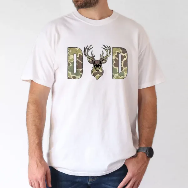 Camo Dad Hunting T-Shirt with Deer Camouflage Print T-Shirt, The Best Father's Day Gift
