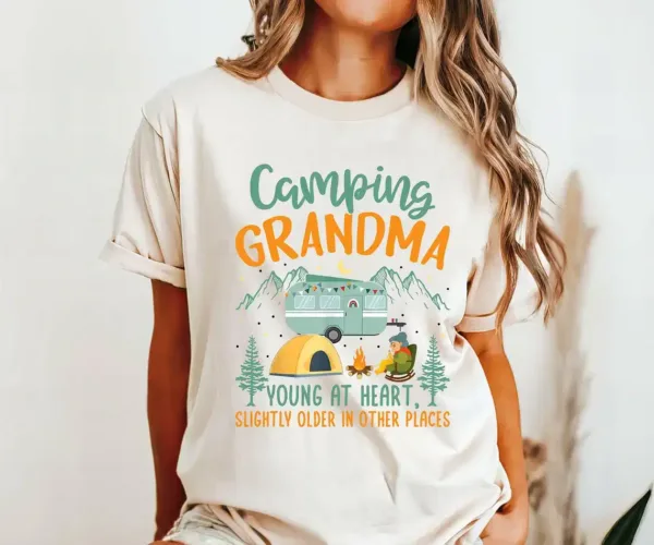 Camping-Grandma-Shirt-2.webp Camping Grandma, Camping, Camp 2025 Shirt, Family Outdoor Shirt, Grandma T-Shirt, Vacation Shirt, Summer T-Shirt