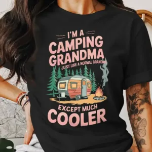 Camping-Grandma-T-Shirt-2.webp Camping Grandma T-Shirt, Cool Grandma Shirt, Outdoor Lover Gift, Funny Camping Tee, Family Camping Apparel, Unique Grandma Gift