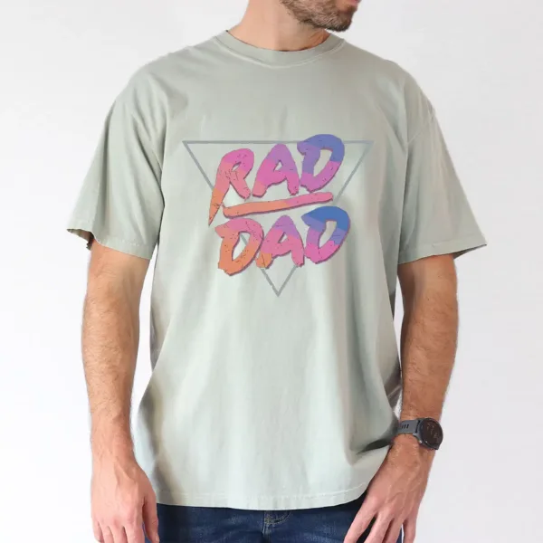 Cartoon Rad Dad Graphic Print T-Shirt, The Best Father's Day Gift