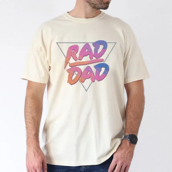 Cartoon Rad Dad Graphic Print T-Shirt, The Best Father's Day Gift