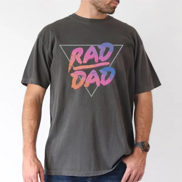 Cartoon Rad Dad Graphic Print T-Shirt, The Best Father's Day Gift