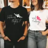 Couple Matching T-Shirt With Catching Flights and Feelings Print Design, The Best Family Matching Gift