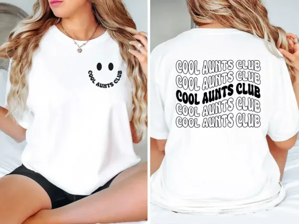 Cool-Aunts-Club-Shirt-1.webp Cool Aunt Club T-Shirt, Cute Auntie Shirts, New Aunt Gift, Pregnancy Announcement, Gift for Aunt, Pregnancy Reveal to Aunt Cool Aunt Club