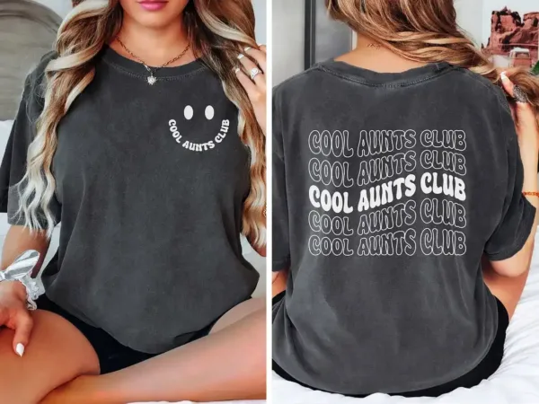 Cool-Aunts-Club-Shirt-2.webp Cool Aunt Club T-Shirt, Cute Auntie Shirts, New Aunt Gift, Pregnancy Announcement, Gift for Aunt, Pregnancy Reveal to Aunt Cool Aunt Club