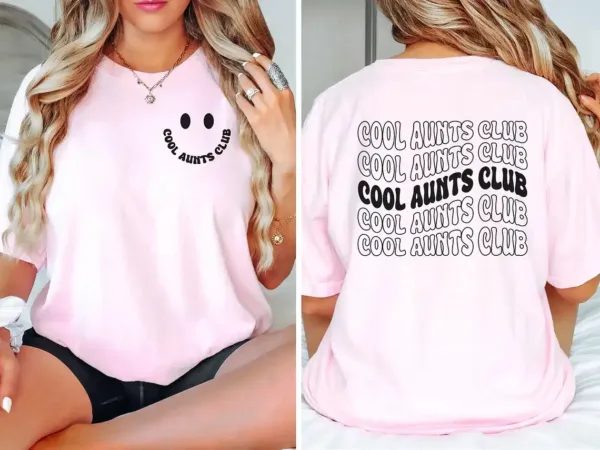 Cool-Aunts-Club-Shirt-4.webp Cool Aunt Club T-Shirt, Cute Auntie Shirts, New Aunt Gift, Pregnancy Announcement, Gift for Aunt, Pregnancy Reveal to Aunt Cool Aunt Club