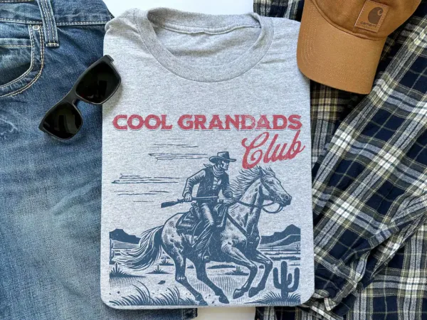 Cool-Grandad-3.webp Cool Grandads Club Shirt, Cowboy T-Shirt, Funny Granddad Shirt, Gift for Grandpa, Father's Day Gift, GrandDaddy Gift, Grandfather to Be Gift