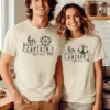 Couple-Shirt-Couple-Shirt-1.webp Couple Matching T-Shirt, His Caption, Her Anchor, Custom Est Mother's Day, Father's Day T-Shirt, The Best Family Matching Gift