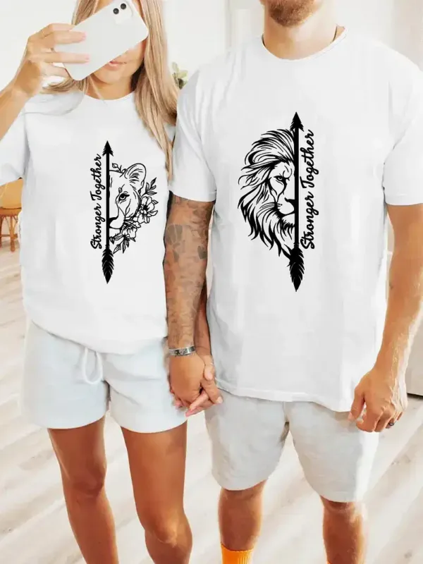 Couple-Shirts-Stronger-Together-1.webp Couple Matching T-Shirt, Strong Together T-Shirt, Father's Day T-Shirt, The Best Family Matching Gift