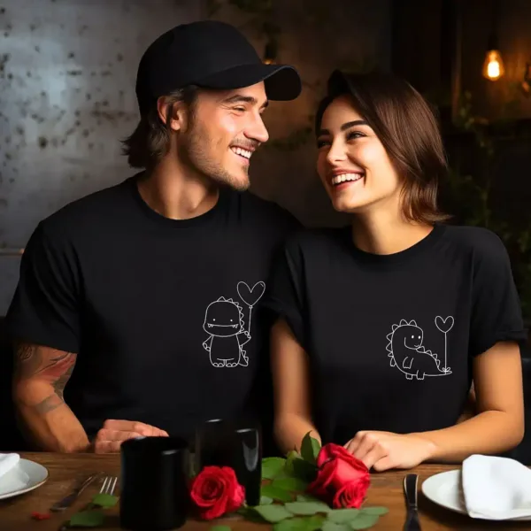 Couple T-Shirts Dino, Dinosaur Lovers Couple Shirt, Cute Dinosaur Matching Shirts Gift for Couple, Gift for Lovers, Dino