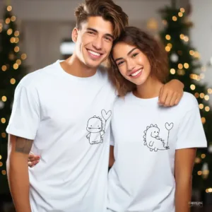 Couple T-Shirts Dino, Dinosaur Lovers Couple Shirt, Cute Dinosaur Matching Shirts Gift for Couple, Gift for Lovers, Dino