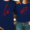 Couples-Casual-Crew-Neck-2.webp Couple Matching T-Shirt With Love Print Design For Summer, Father's Day T-Shirt, The Best Family Matching Gift