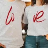 Couples-Casual-Crew-Neck-4.webp Couple Matching T-Shirt With Love Print Design For Summer, Father's Day T-Shirt, The Best Family Matching Gift