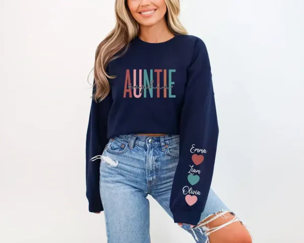 Custom-Auntie-Sweatshirt-5.webp Custom Auntie Sweatshirt, Personalized Aunt Shirt With Niece and Nephew Names, Blessed Aunty , Customized Gift For New Aunt, Moms Day