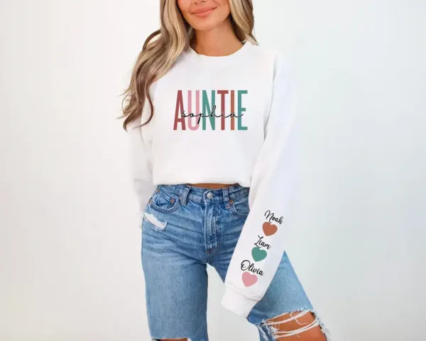 Custom-Auntie-Sweatshirt-8.webp Custom Auntie Sweatshirt, Personalized Aunt Shirt With Niece and Nephew Names, Blessed Aunty , Customized Gift For New Aunt, Moms Day