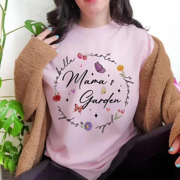 Custom Birth Month Flower Mom, Mama's Garden, Floral Mama T-Shirt, The Best Idea for Mother's Day Gift
