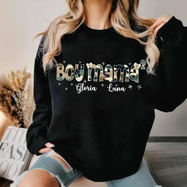 Custom-Boy-Mama-Camo-3.webp Custom Boy Mama Camo, Camo Coquette Bow Sweatshirt, Boy Mom Name Kids Crewneck, The Best Mother's Day Gift