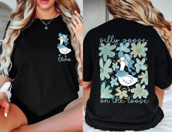 Custom Floral Goose Shirt, Mama Goose, Silly Goose On The Loose, Funny Cowgirl, Western Graphic Spring Floral T-Shirt ? The Best Mother 's Day Gift