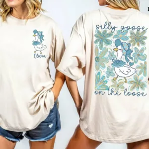 Custom Floral Goose Shirt, Mama Goose, Silly Goose On The Loose, Funny Cowgirl, Western Graphic Spring Floral T-Shirt ? The Best Mother 's Day Gift