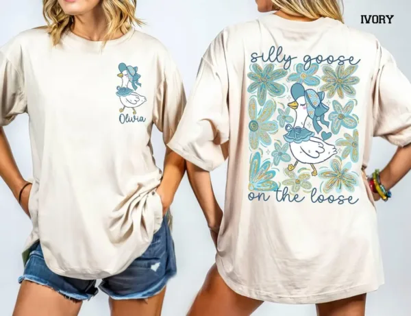 Custom Floral Goose Shirt, Mama Goose, Silly Goose On The Loose, Funny Cowgirl, Western Graphic Spring Floral T-Shirt ? The Best Mother 's Day Gift